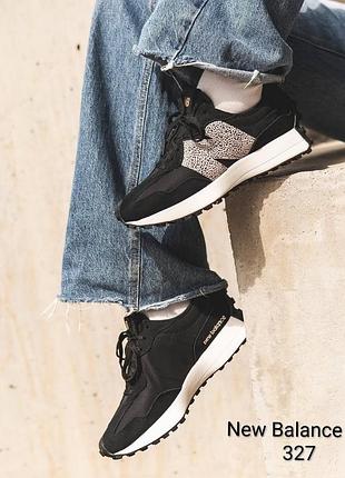 Кроссовки new balance 327 (наш 36,5) женские оригинал натуральная замша/текстиль черные