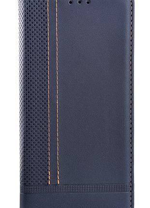 Чехол книжка leather case для motorola edge 50 fusion на магните с подставкой темно-синий