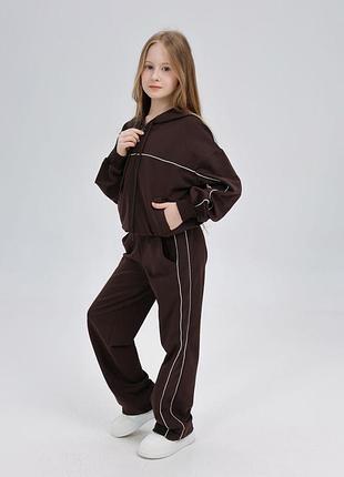 Спортивний костюм шоколадного кольору для дівчинки 122-140 см