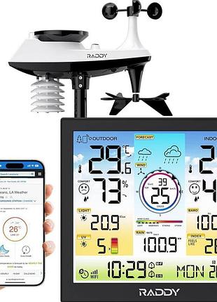 Профессиональная wi-fi метеостанция raddy wf-120c с датчиком 7-в-1 (weather underground)