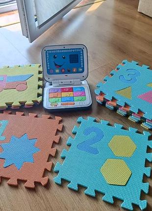 Дитячий навчальний ноутбук fisher-price (українською мовою) + м'які пазли у подарунок!