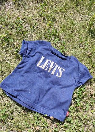Синя з блискітками футболка бренду levi's на вік 2 роки на зріст 92 см
