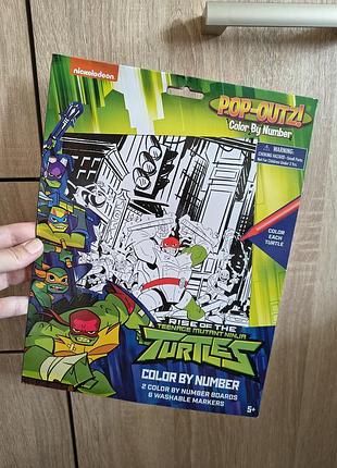 Детская раскраска набор Ausa с маркерами ракушки ниндзя turtles disney,.