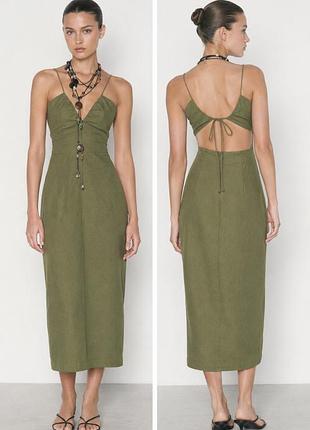 Сукня в корсетному стилі з льоном zara