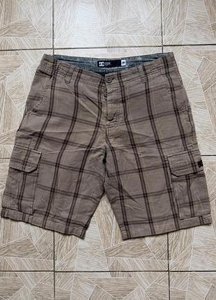 Шорты rare y2k dc shoes fleetwood cargo shorts mens 30 brown plaid skate utility y2k