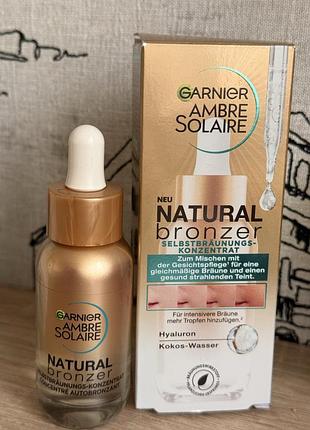 Краплі для автозасмаги обличчя garnier ambre solaire natural bronzer self-tan face drops, 30 мл