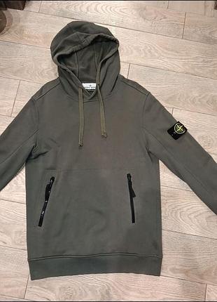 Мужское худи stone island цвета хаки
