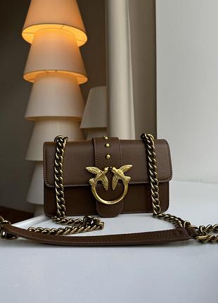 Женская сумка pinko mini love bag one simply brown/gold коричневая
