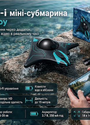 Подводный мини-дрон i-spy с wi-fi камерой и управлением со смартфона.