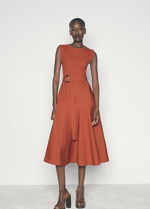 Теракотова сукня zara з бавовни