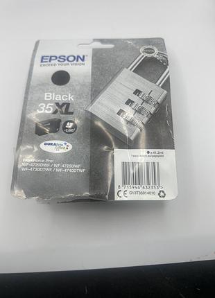 Оригінальний струменевий картридж epson 35xl black (модель c13t35914010) з чорним пігментним чорнилом.