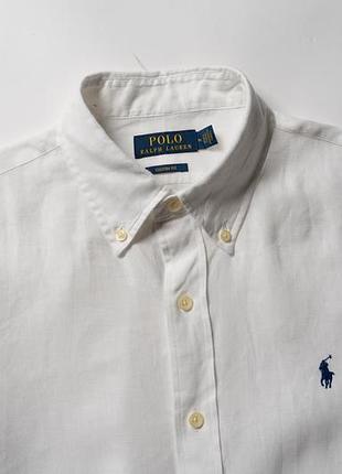 Polo ralph lauren custom fit white linen shirtьер up льняная рубашка [smh017249]