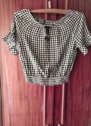 Укороченный топ (crop top) с эластичной резинкой на талии из вискозы uk-8