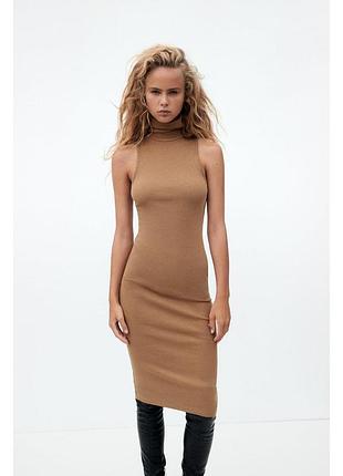Натуральна бавовняна сукня zara в рубчик плаття zara мокко