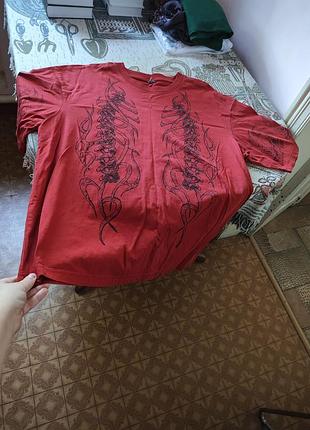 Готическая унисекс футболка cropp красный размер xxl oversize