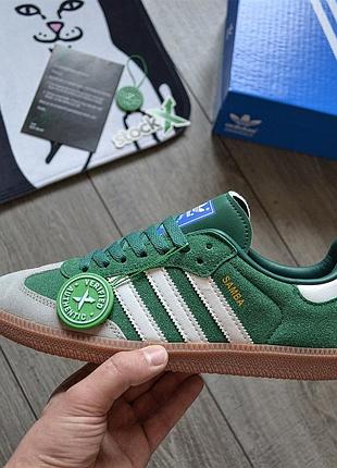 👟 кеди adidas samba og 'collegiate green/cloud white/gum'   / наложка bs👟