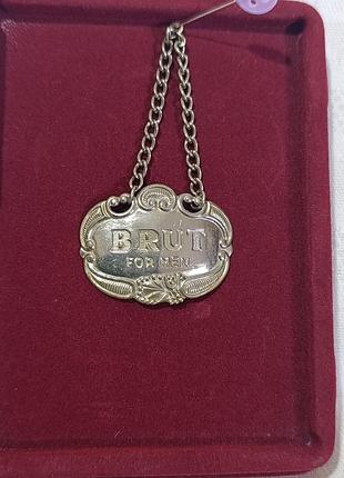 Вінтажна металева бирка brut for men (медальйон на флакон), 70-80-ті рр.