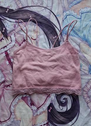 Майка вінтаж down town y2k coquette lolitta топ ніжно рожевий з мереживом гранж готика bimbo opium grunge dollskill holliester