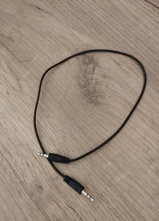 Кабель aux 3.5mm jack - jack (тато-тато), 51см, стерео аудіокабель, чорний