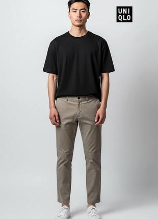 Оригінальні чоловічі штани uniqlo розмір m w31 l28 котонові бежеві по щиколотку штани юнікло повсякденні бавовняні casual джинси a1