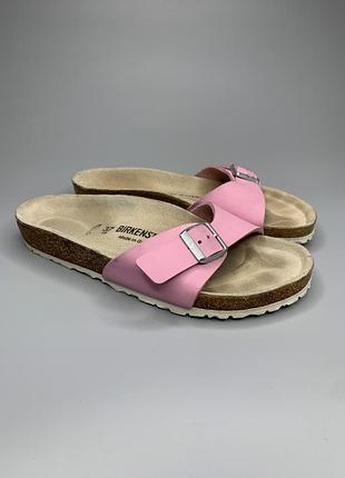 Шкіряні рожеві шльопанці birkenstock madrid оригінал біркеншток розм. 37