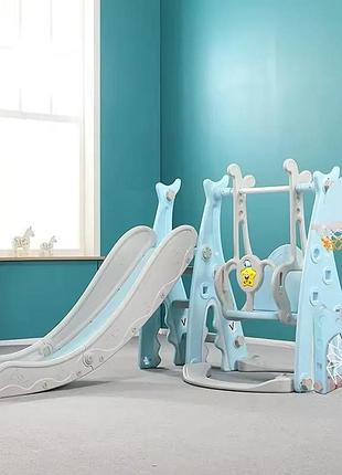 Детский игровой комплекс lumpurini barbara. горка, регулируемые качели с музыкой, баскетбольное кольцо,