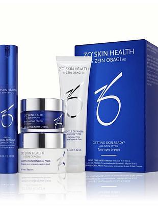 Набір anti age zo skin health пептидний серум peptide facial refining concentrate,30мл+gentle cleanser, 60мл/extoliating polish,16g/renewal pads,30шт