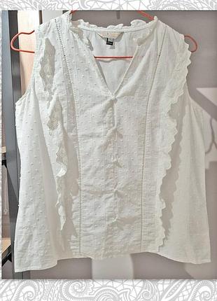 Легка біла бавовняна блуза з мереживом dorothy  perkins    розмір 12 (розмір м)