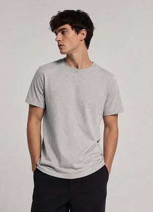 Чоловіча футболка h&m essentials №7 сіра базова m/l