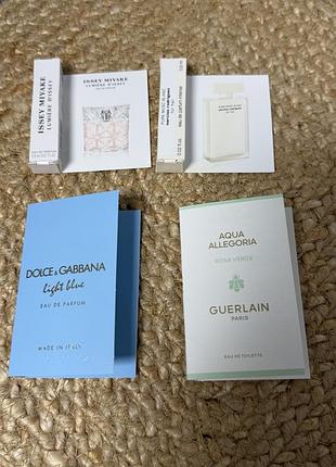 Набір пробників парфумів, 4 шт: issey miyake, d&g, guerlain