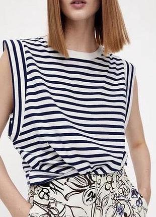 Вкорочена футболка топ у смужку zara