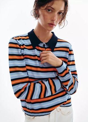 Поло в смужку смугастий трикотажний светр zara зара