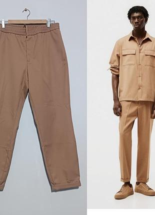 H&m узкие брюки - джогеры  коричневого цвета , м, 180/88 см с эластичным поясом .