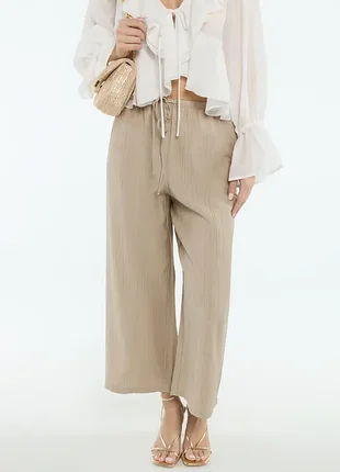 Широкие брюки из смеси льна р.m h&m