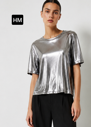 Футболка женская металлик оверсайз от бренда hm m