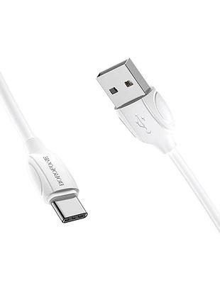 Кабель borofone bx19 usb to type-c 3a, 1m, pvc, tpe connectors, white