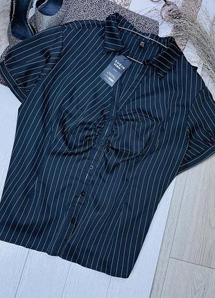 Нова сорочка shein 7xl чорна смугаста сорочка жіноча сорочка великого розміру батал