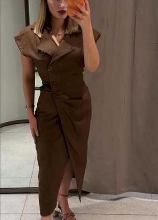 Летнее платье от бренда zara из льна.