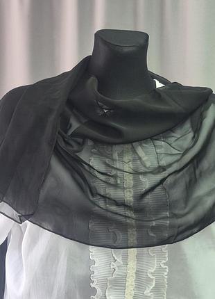 Новий чорний шифоновий шарф (палантин) 145х50 см, made in korea