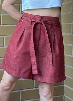 Xl повномірні бермуди подовжені вільні шорти спіла вишня 🍒 жіночі високі глибокі трапеція