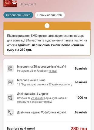 Стартовий пакет vodafone 2