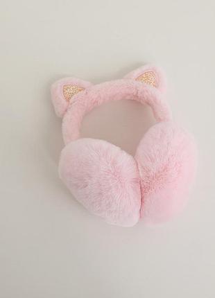 Дитячі теплі навушники fashion рожеві блиск, рожевий 3361443