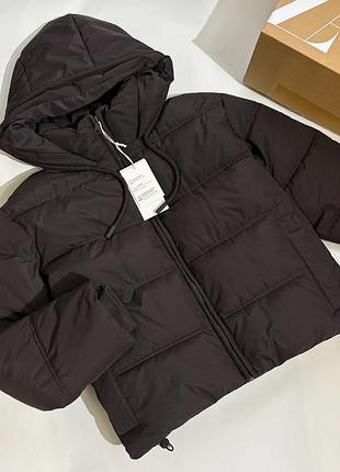 Куртка зимова пуфер анорак шоколадний zara