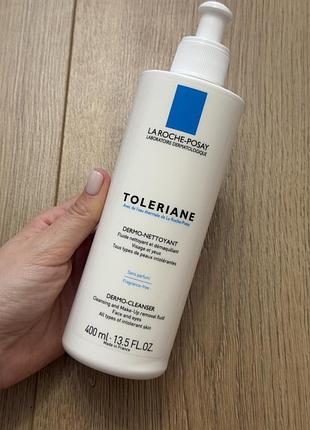 Молочко для зняття макіяжу la roche-posay toleriane dermo-cleanser, призначене для чутливої шкіри.