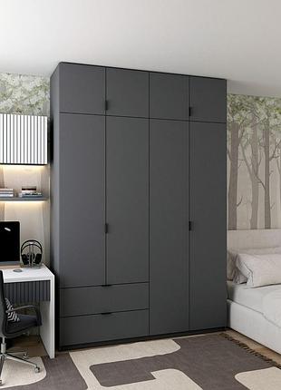Шафа розпашна с антресолью doros лукас 160х50х240 см графіт (drs-011194)