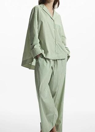 Cos camp-collar striped pyjama shirt striped wide-leg poplin pyjama trousers oversized s size