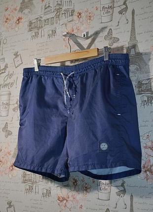 Stone island l xl swim shorts / nylon metal темно-сині з компасом
