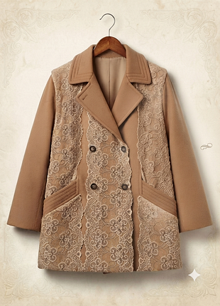 Винтажное авторское верблюжье пальто с кружевом the edinburgh collection.