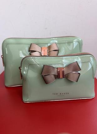 Косметичка ted baker- жіноча,світло-м'ятного кольору з фірмовим бантиком,набір з 2-х штук