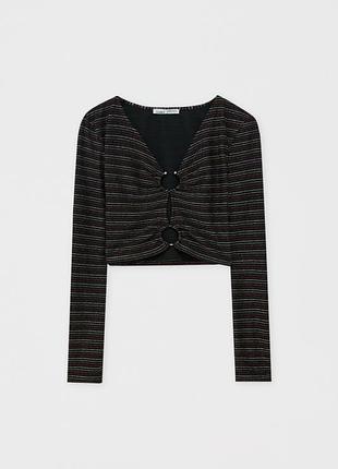Укорочений топ pull&bear з колечками лонгслів